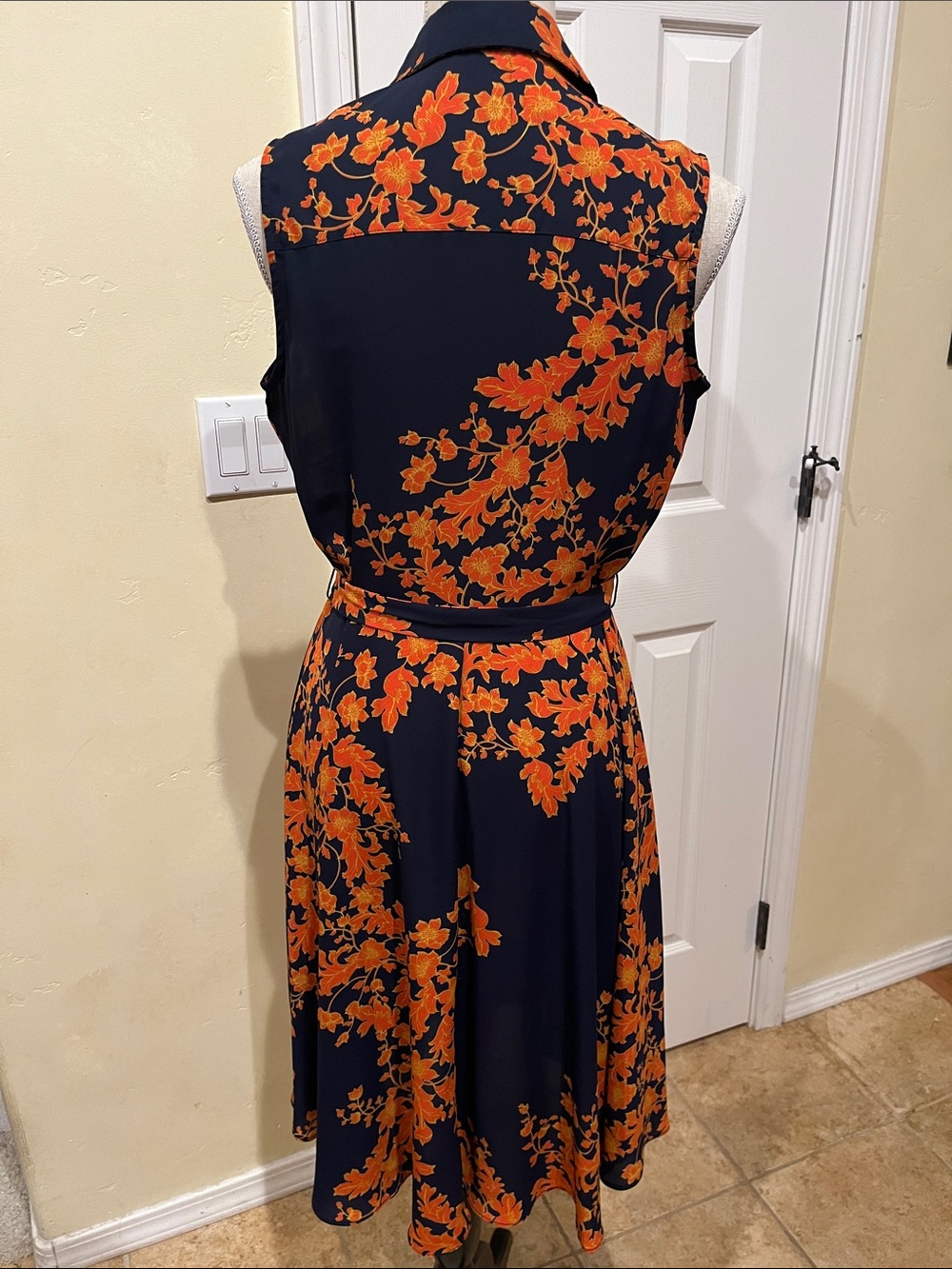 Nanette Lepore Navy Dress with Orange Floral Pattern - Picture 4 of 5